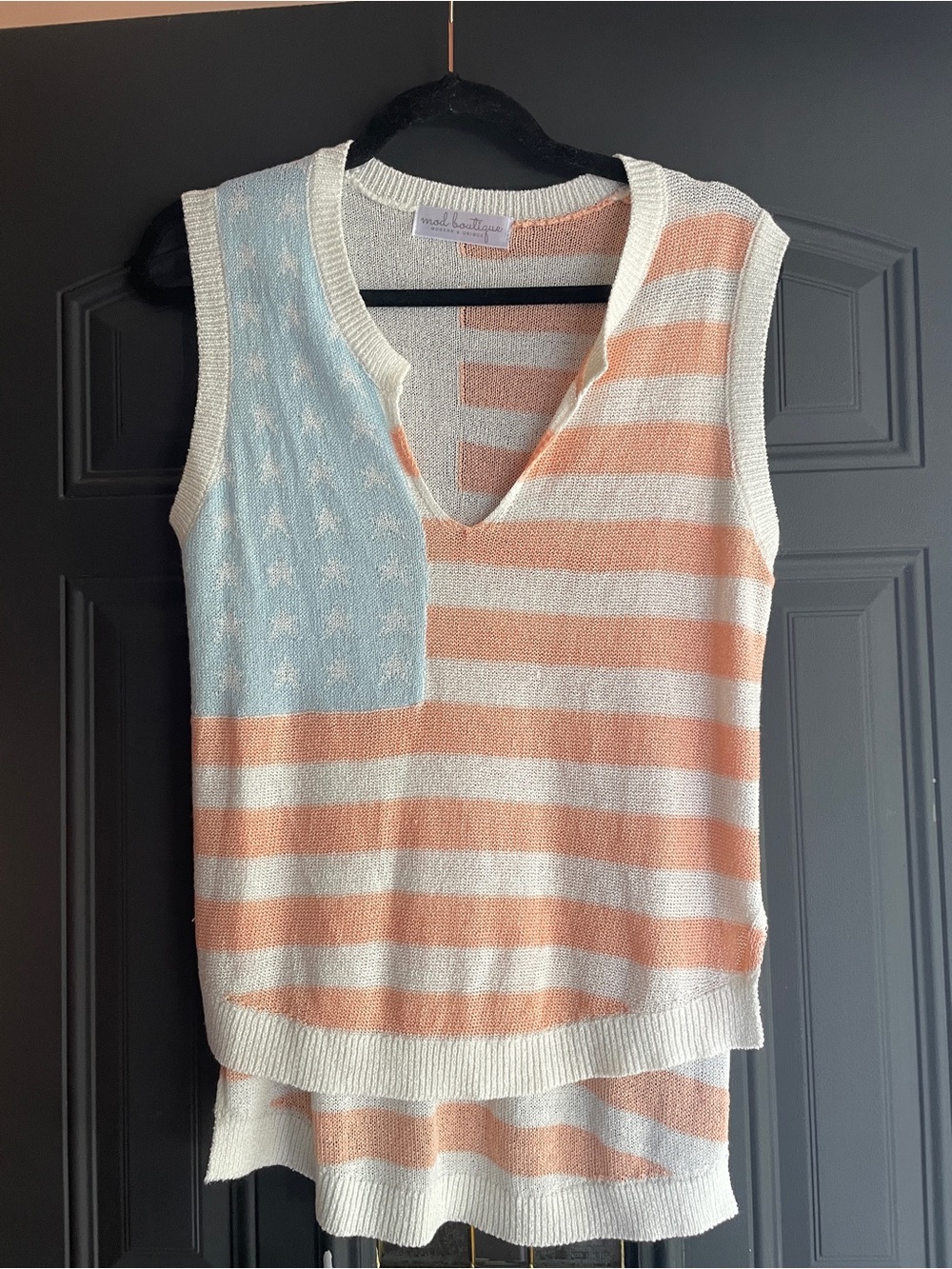 Sleeveless V-Neck Striped Knit Top